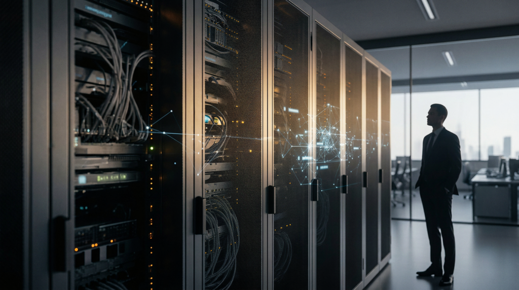 Server and cloud infrastructure environment representing AI readiness, data governance and secure IT operations.